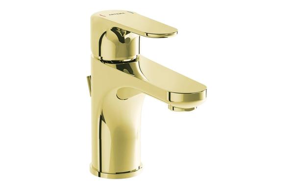 VitrA Root Round Compact Basin Mixer w/Waste Lever - Soft Gold